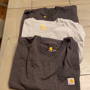 3 Carhart 2XL tall men’s shirts 2 d. Grey 1 lt grey
